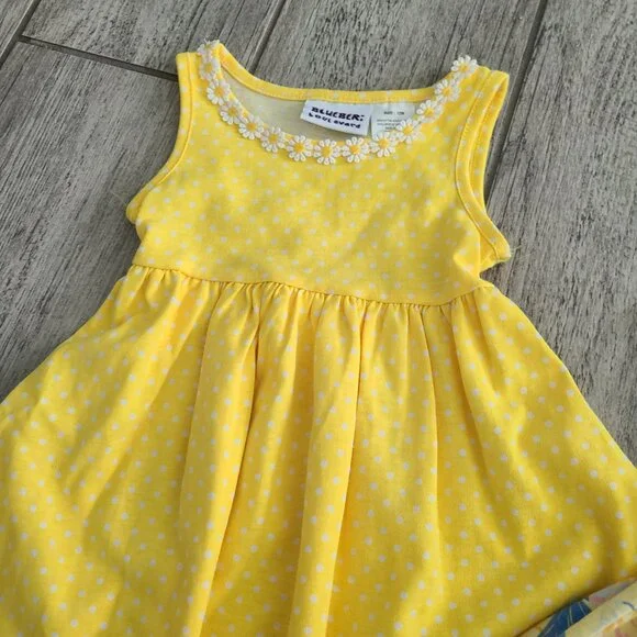 Tommy Bahama & Blueberi Boulevard yellow Tropical & Polka Dot baby dresses 12M - Picture 4 of 6